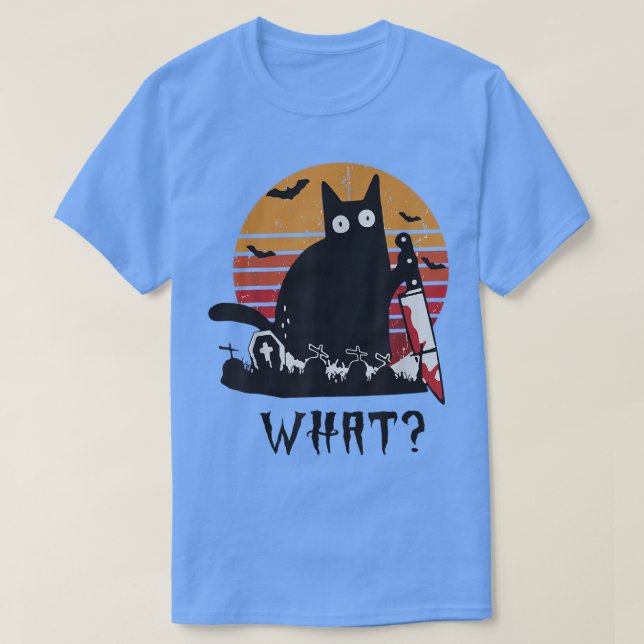 T-shirt Chat Quelle Chemise Drôle Chat Noir Avec Couteau T (Design devant)