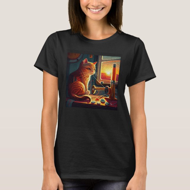 T-shirt Chat qui coud Coloré (Devant)