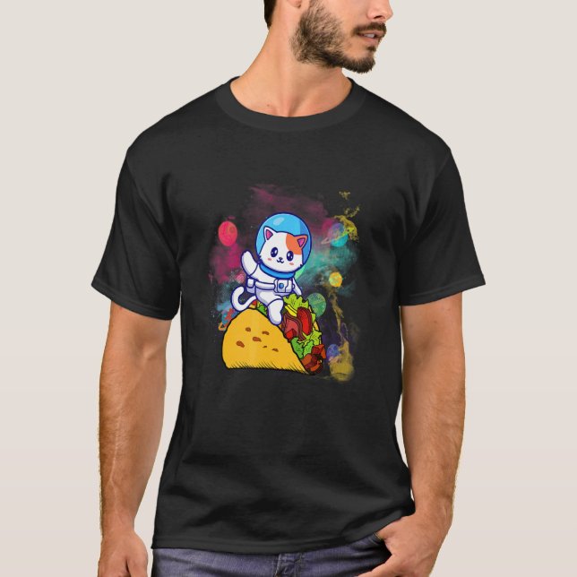 T-shirt Chat qui fait dabbing astronaute dans l'espace cad (Devant)