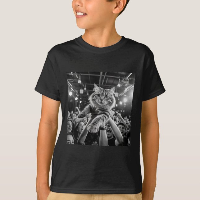 T-shirt Chat qui fait du crowd surfing drôle mème de conce (Devant)
