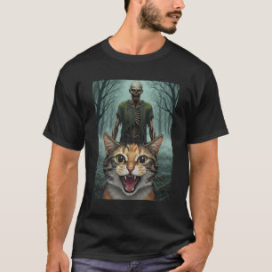T-shirt Chat qui fait un selfie avec un zombie