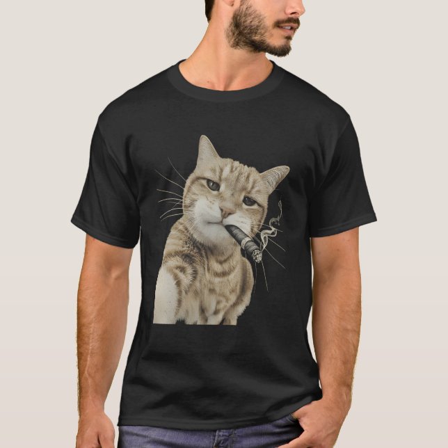 T-shirt Chat qui Fume une Cigarette Chaton Mème Drôle (Devant)