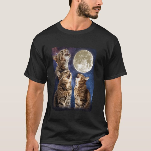 T-shirt Chat qui hurle à la lune (Devant)