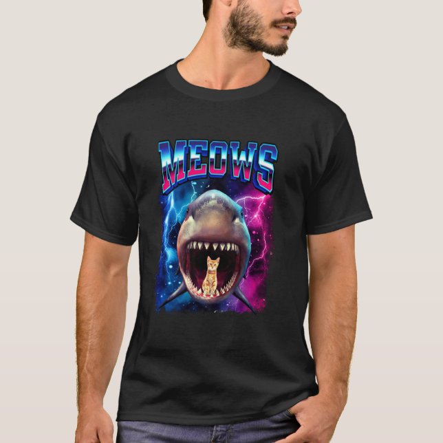 T-shirt Chat qui miaule requin bouche 80 Bootleg Requins D (Devant)