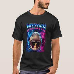 T-shirt Chat qui miaule Requin Bouche 80s Bootleg Requins