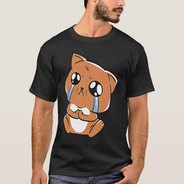 T-shirt chat qui pleure triste chaton mignon (Devant)