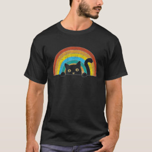 T-shirt Chat qui regarde Style Rétro Vintage Coucher de so