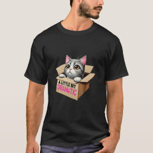 T-shirt Chat qui regarde un peu hors d'une boîte en carton