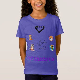 T-Shirt Chat Quirky Collage Enfants Violets