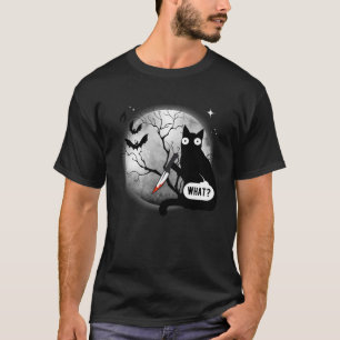 T-shirt Chat Quoi Assassin Meurtre Chat & Couteau Hallowee
