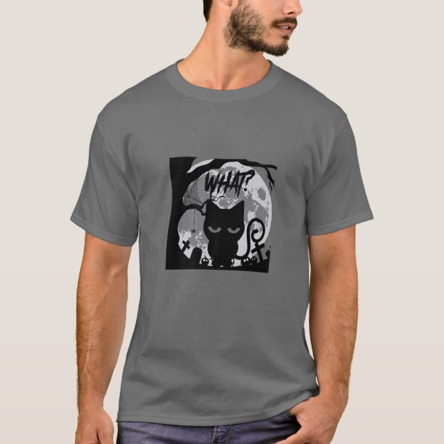 T-shirt Chat Quoi ? Chat Chaton Mortel Drôle Dans Le Cimet (Devant)