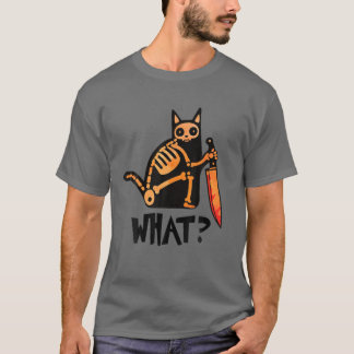 T-shirt Chat Quoi ? Chat D'Halloween Avec Couteau, Mignonn
