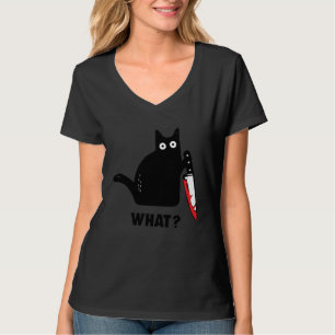 T-shirt chat quoi couteau ensanglanté sorcière éclaboussur