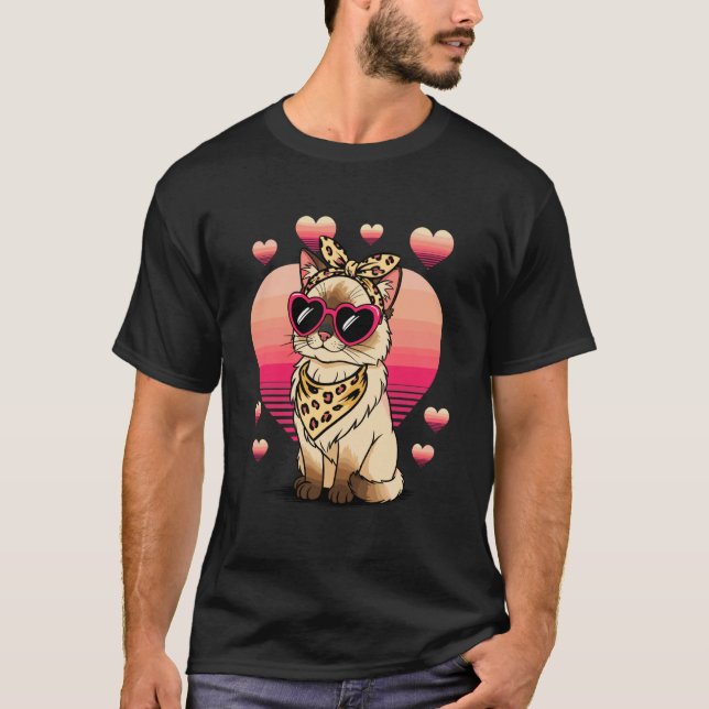 T-shirt Chat Ragdoll à la Saint-Valentin (Devant)