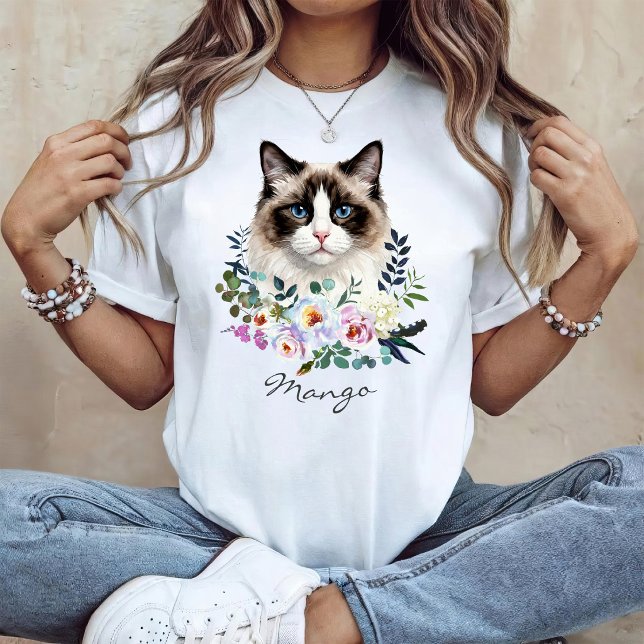 T-shirt Chat Ragdoll à l'aquarelle (Créateur téléchargé)