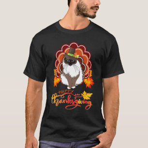 T-shirt Chat Ragdoll Dinde Joyeux Thanksgiving
