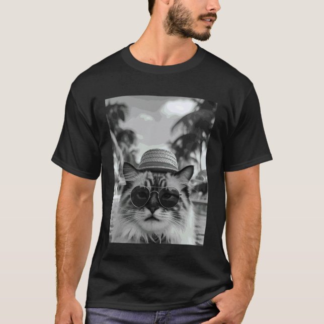 T-shirt Chat Ragdoll Drôle de Selfie Chat Vacances d'Été (Devant)