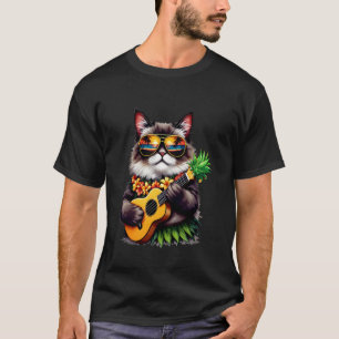 T-shirt Chat Ragdoll Hawaïen & Ukulele Ananas Vacances d'É