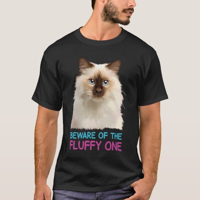 T-shirt Chat Ragdoll Méfiez-vous du Fluffy One (Devant)