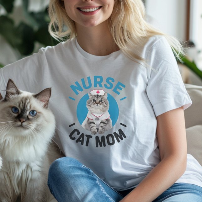 T-shirt Chat Ragdoll "Nurse Cat Mom" (Ragdoll Cat "Nurse Cat Mom" T-Shirt, mothers day gift)