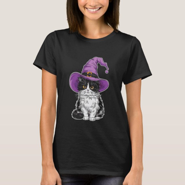 T-shirt Chat Ragdoll Sorcière Halloween (Devant)