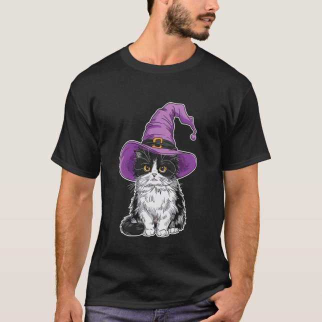T-shirt Chat Ragdoll Sorcière Halloween (Devant)