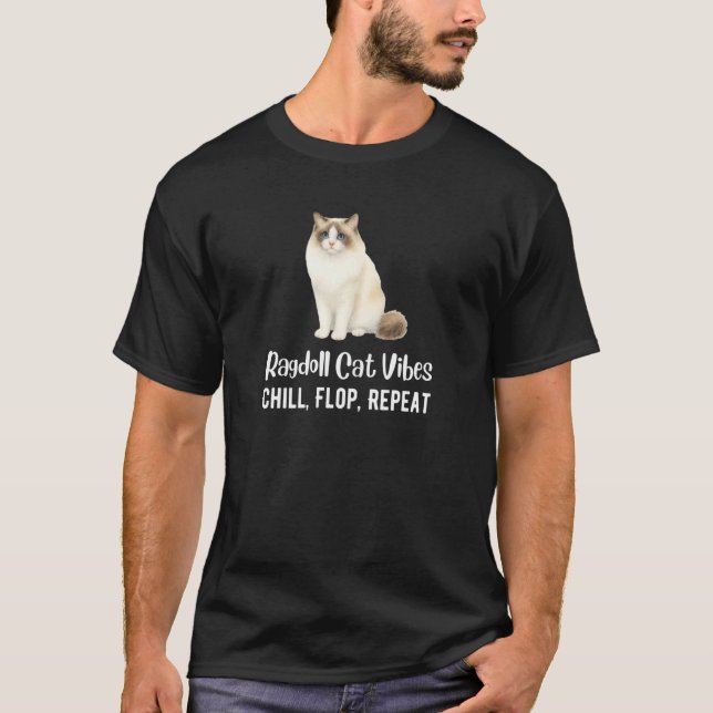 T-shirt Chat Ragdoll Vibes Détente Farniente Répéter Amate (Devant)