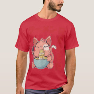 T-shirt Chat Ramen Anime Noodles Kawaii Sketch japonais 