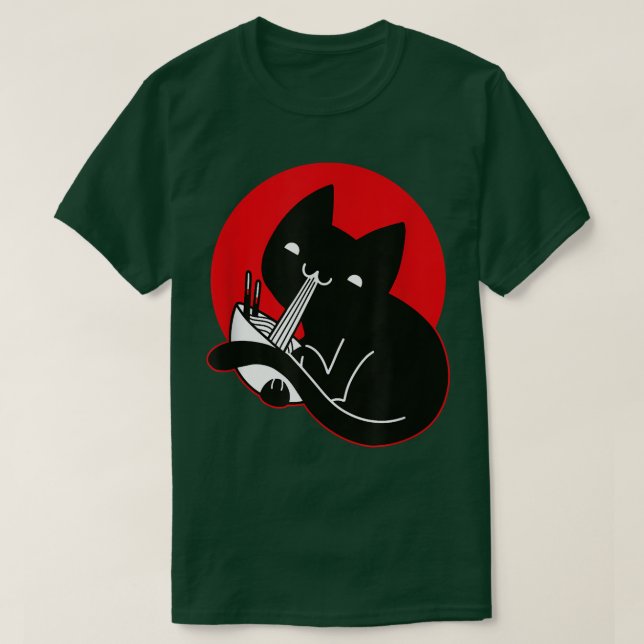 T-shirt Chat Ramen Anime nouilles Kawaii Japonais Japon Sk (Design devant)