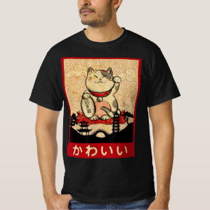 T-shirt Chat Ramen Bowl Anime nouilles japonaises Kawaii N