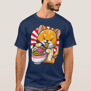 T-shirt Chat Ramen Bowl Anime nouilles japonaises Kawaii N