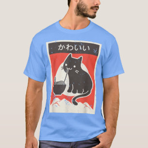 T-shirt Chat Ramen Bowl Anime nouilles japonaises Kawaii N