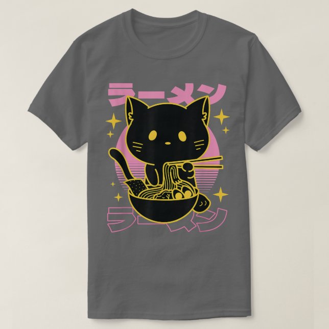 T-shirt Chat Ramen Chat Japonais Kawaii Cute Anime Chat Ra (Design devant)