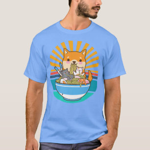 T-shirt Chat Ramen Chien Shiba Inu Japonais Kawaii mignonn