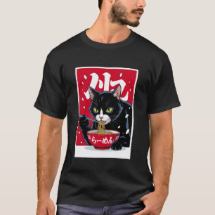 T-shirt Chat Ramen drôle mangeant des nouilles