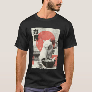 T-shirt Chat Ramen Esthétique Japonais Ukiyo-e Dessin Anim