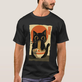 T-shirt Chat Ramen Esthétique Japonais Ukiyo-e Illustratio