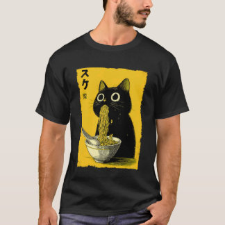T-shirt Chat Ramen Esthétique Japonais Ukiyo-e Illustratio