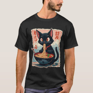 T-shirt Chat Ramen Japonais Drôle Tee - shirts Graphiques 