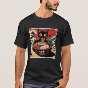 T-shirt Chat Ramen Japonais Drôle Tee - shirts Graphiques 