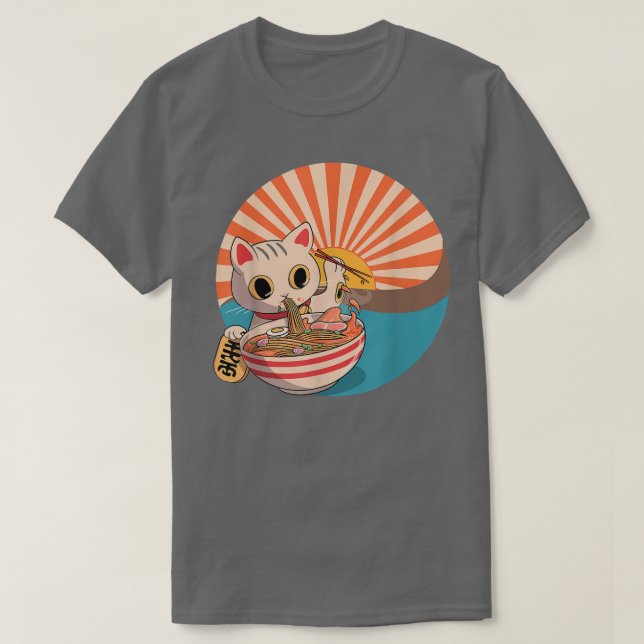 T-shirt Chat Ramen, japonais Kawaii mignon Anime T (Design devant)