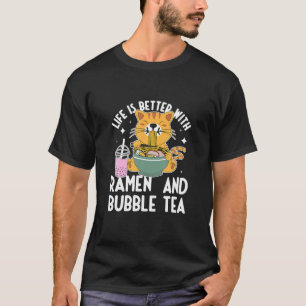T-shirt Chat Ramen Noodle Boba Bubble Thé Japonais Kawaii 