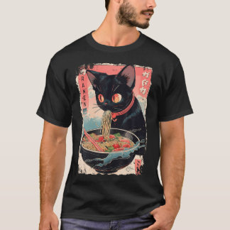 T-shirt Chat Ramen Noodle japonais Anime Manga Ramen Kawai