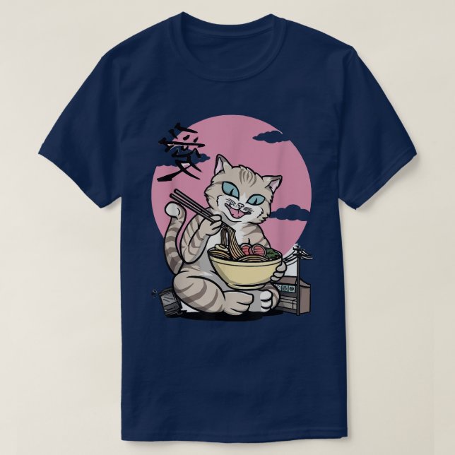 T-shirt chat ramen nouille chat chat chat chat chat chat m (Design devant)