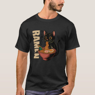T-shirt Chat Ramen Nouilles Japonaises Art Chat Noir