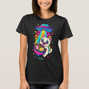 T-shirt Chat Ramen Ufo Japonais Anime Femme Drôle Kawaii