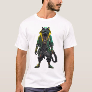 T-shirt Chat rastafarien mystique Cyberpunk