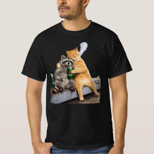 T-shirt Chat Raton laveur Fumant Cigarette Boisson Mémé