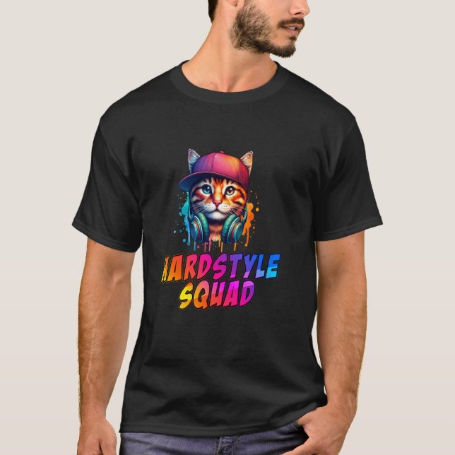 T-shirt Chat Rave Techno - Fête du Festival Hardstyle Squa (Devant)