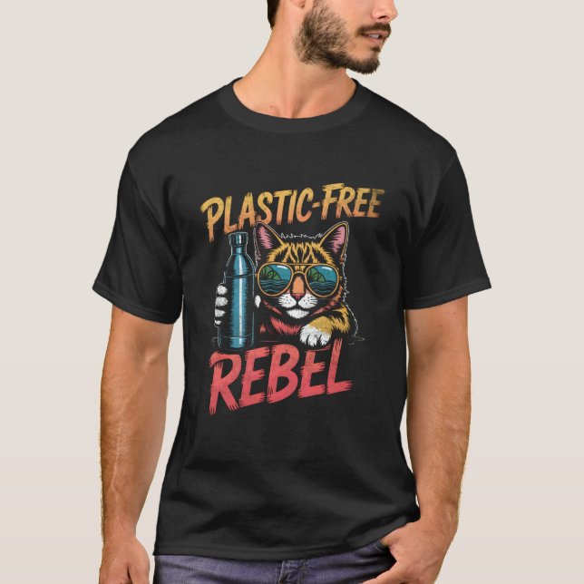 T-shirt Chat Rebelle Écolo Sans Plastique Zéro Déchet Grap (Devant)